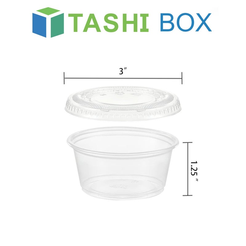 TashiBox 100 Sets 3.25 oz Plastic Disposable Portion Cups with Lids, Souffle Cups, Jello Cups, Snack Cups - Image 3